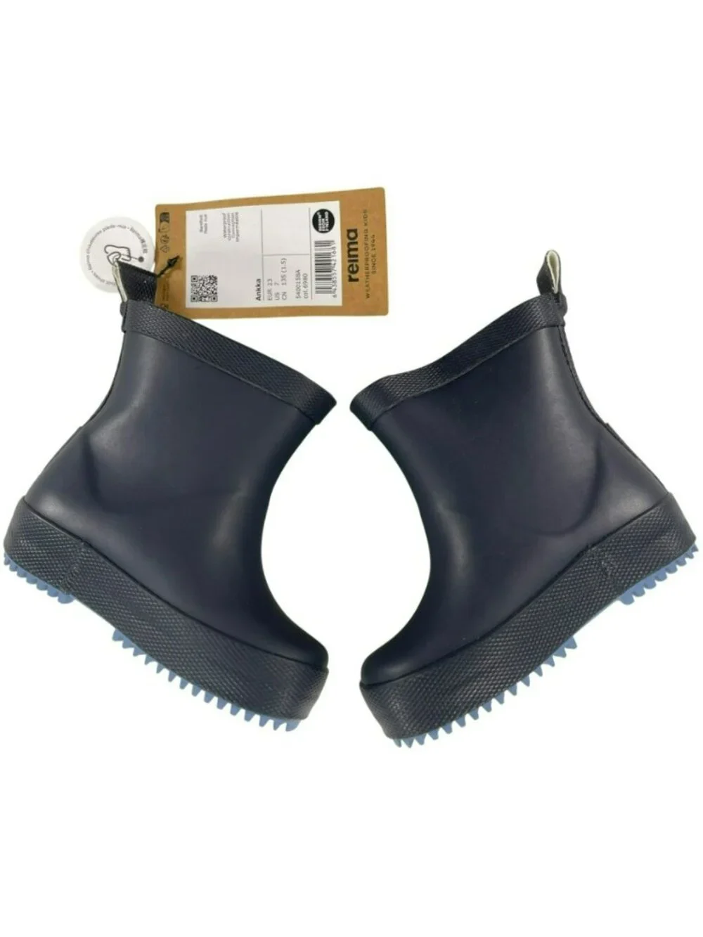 Reima Ankka Kids Waterproof Rubber Rain Boots US 7 EUR 23 Navy Blue With Tag NEW